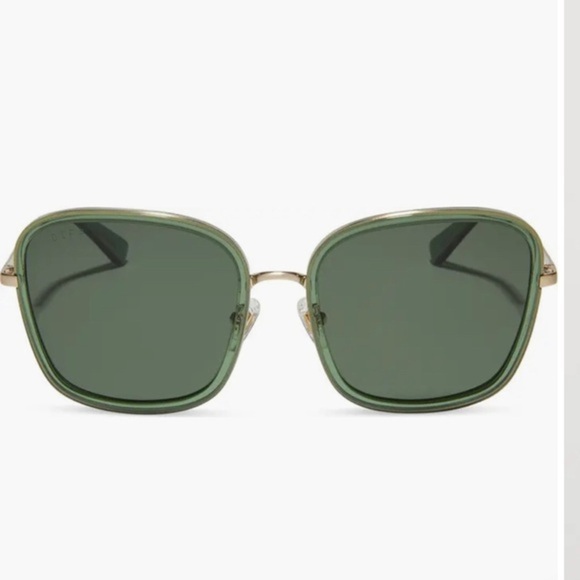 DIFF eyewear sage crystal green Genevive Polarized oversized Square Sunglasses - Picture 1 of 6